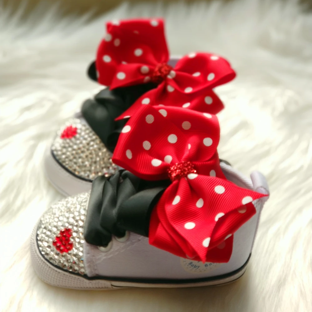 Dollbling Polka Dot Little Cutie Star Sneaker Sparkle Baby Canvas Shoes Stunning Pram 0-1Y Princess girl Sneaker walkers