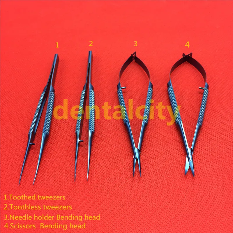 16cm Titanium Microsurgical Surgical Ophthalmic Instruments Dental Instruments Scissors+Needle Holders +Tweezers