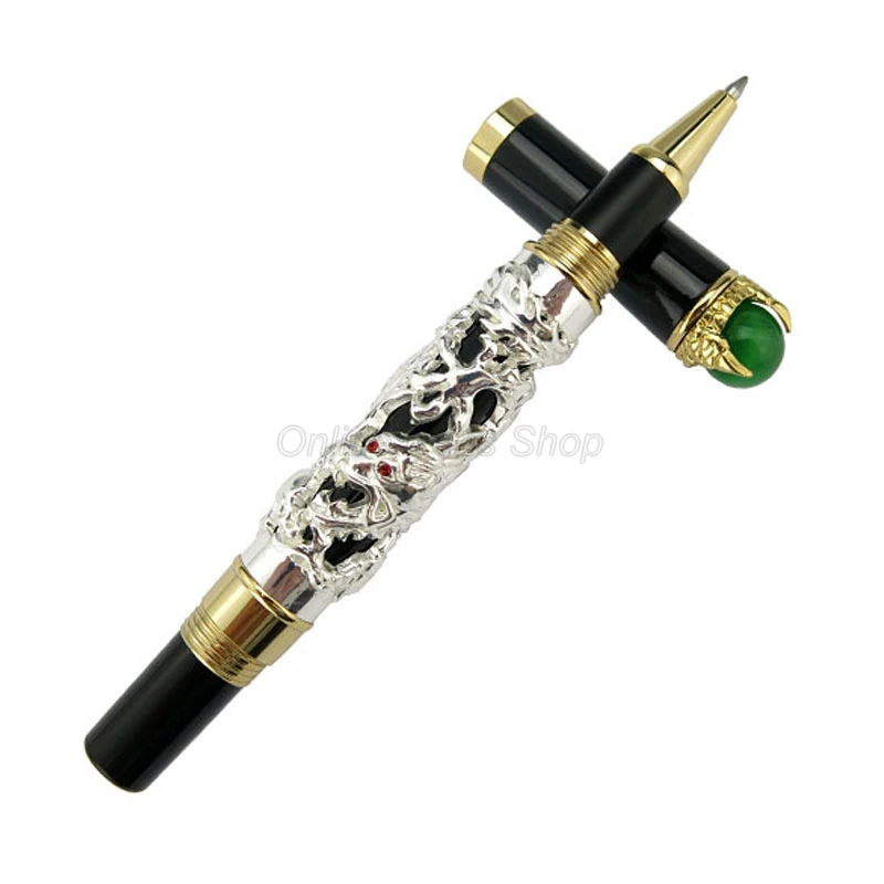 

Элегантная ручка Jinhao с рисунком дракона и облака, большая ручка с гравировкой в старинном сером стиле, ручка для письма с тиснением, подарок