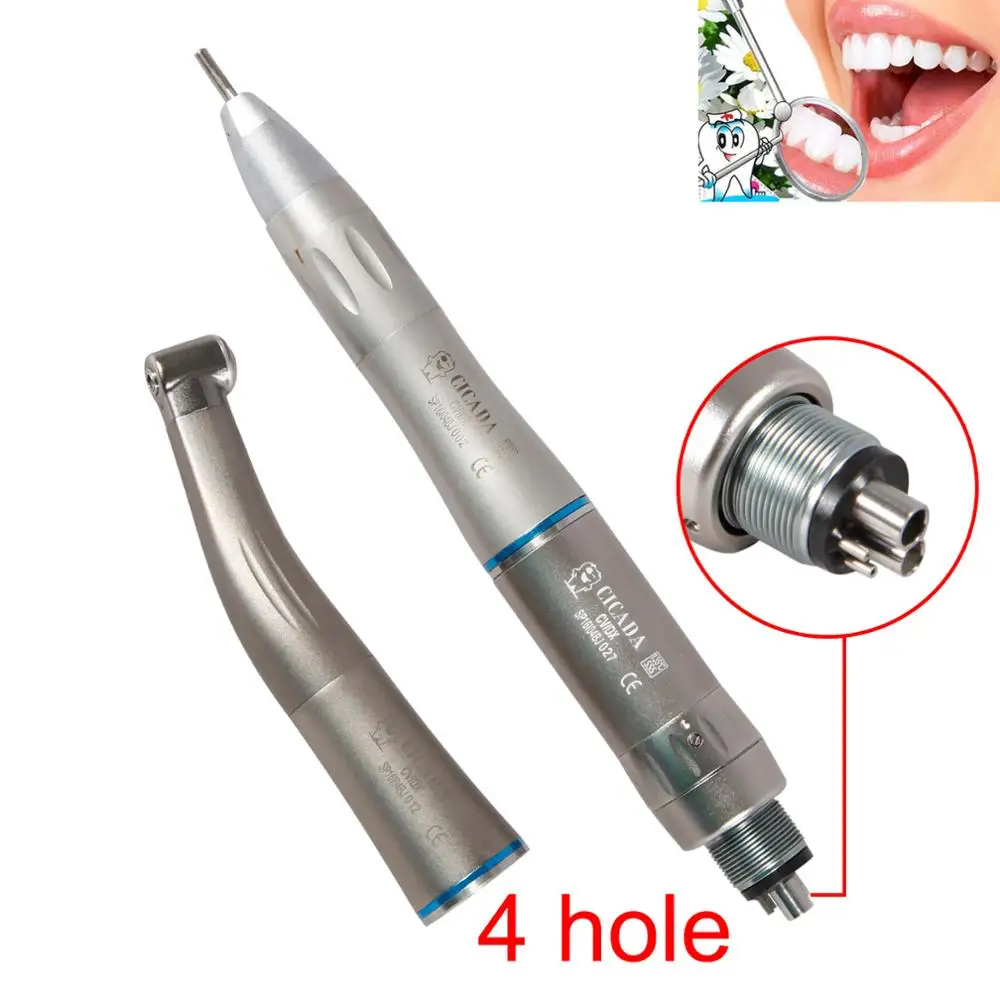 

CICADA Brand 4 Hole Inner Water Spray Contra Angle Straight Motor Push button Type Teeth Dental Low Speed Handpiece Dental Tool