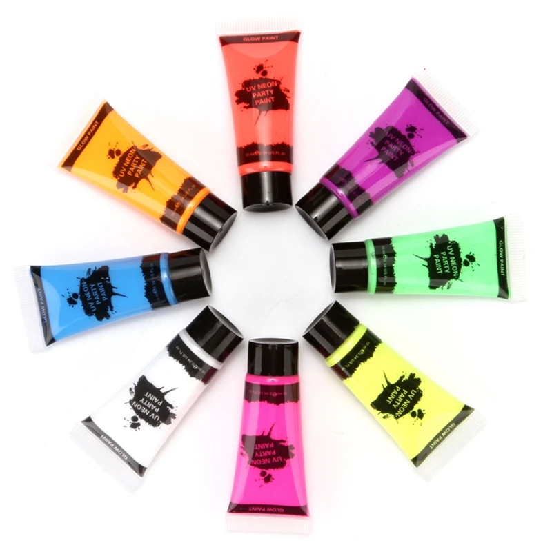 8 Kleuren Fluorescerende Gezicht Lichaam Verf Schilderen Pigment Make Tool Tattoo Tekening Dropship