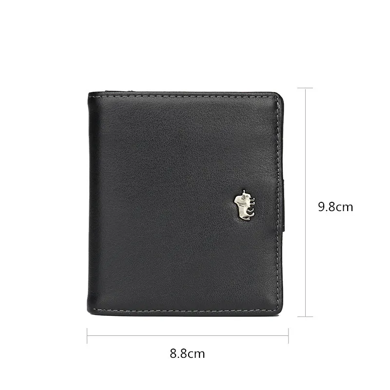 BISON DENIM dompet Fashion dompet kulit asli pria dompet Mini pemblokir RFID pria tempat kartu dompet koin ritsleting kecil W9317