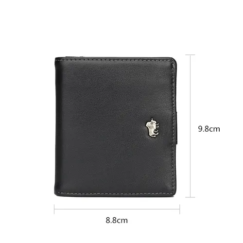 Imagen 2 del producto Carteras cortas, monedero de cuero genuino para hombre, Mini billetera con bloqueo RFID, tarjetero pequeño para hombre con cremallera, bolsillo para monedas W9317, envío gratis