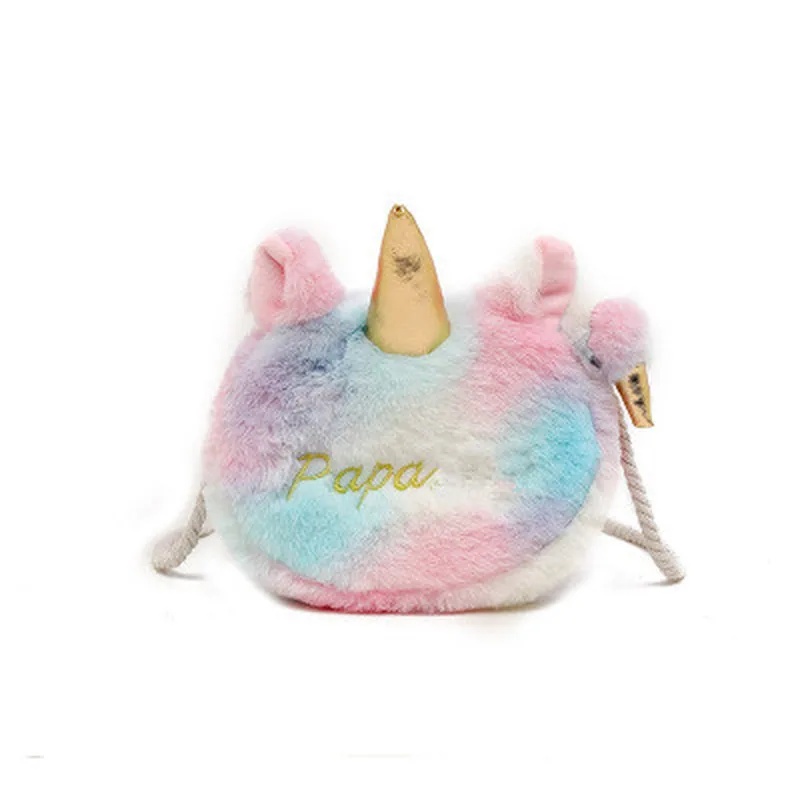 Cartoon Unicorn Plush Backpacks Crossbody Bag Girl Christmas Gift Stuffed Doll Crossbody Bag Makeup Bag Coin Purse for Girl