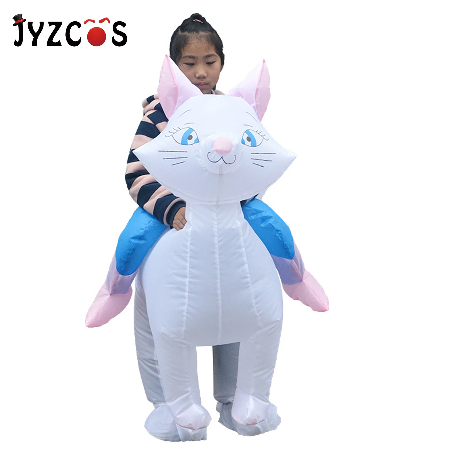 JYZCOS New Children Inflatable Cat Costume Ride Funny Blow Up Suit Halloween Kids Animal Felinae Cosplay Costumes Fancy Dress