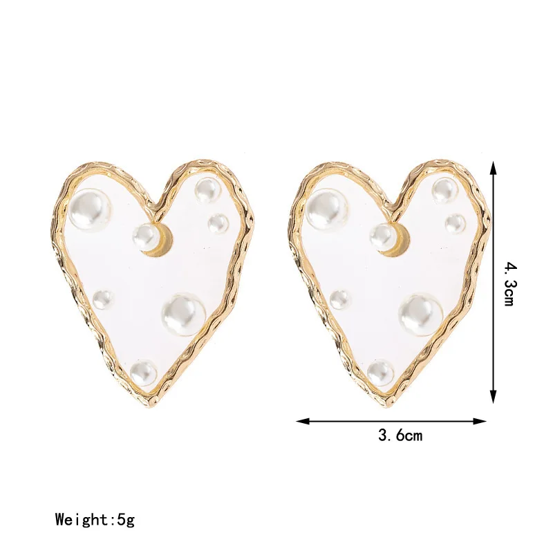 Five Pointed Star Pearl Heart Stud Earrings for Women Gothic Korean Earrings Fashion Party Wedding Accesorios Mujer 2023 Brincos