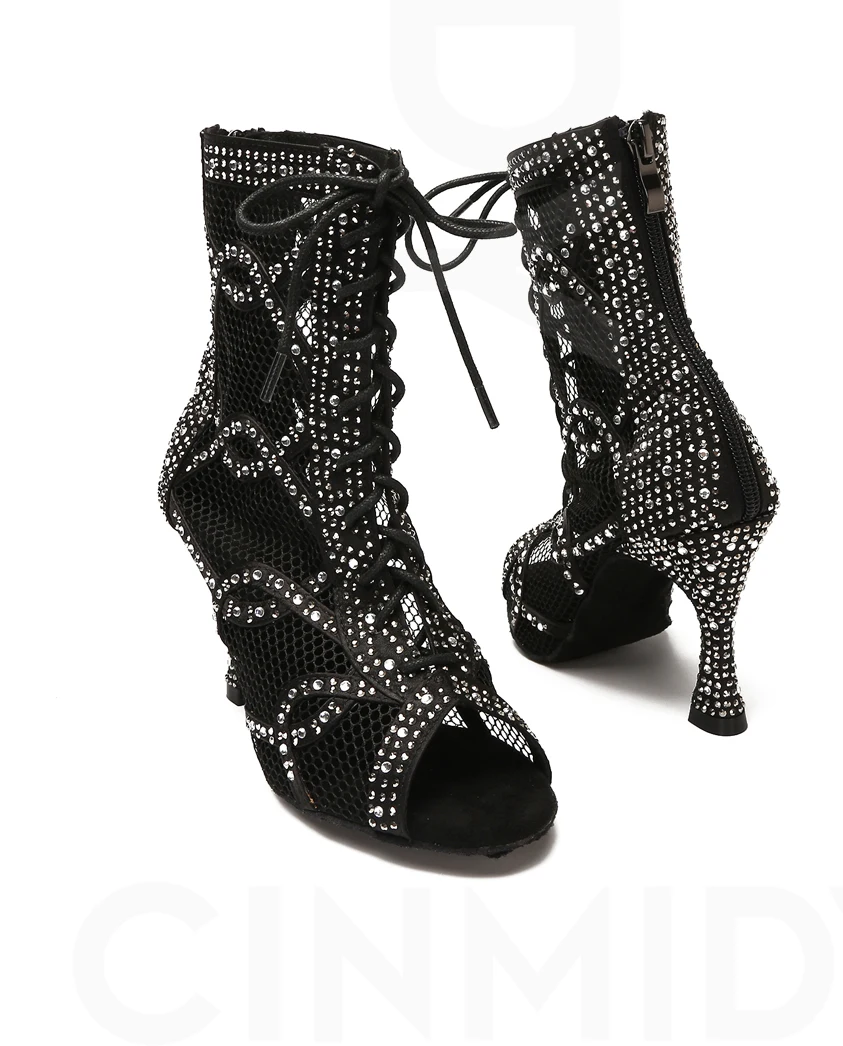 CINMIDY Tanzstiefel Bauchtanz-/Pole-Dance-Schuhe Damen Latein-Tanzschuhe Atmungsaktive Mesh-High-Heels Ballsaal-Tanzschuhe – Detail 23