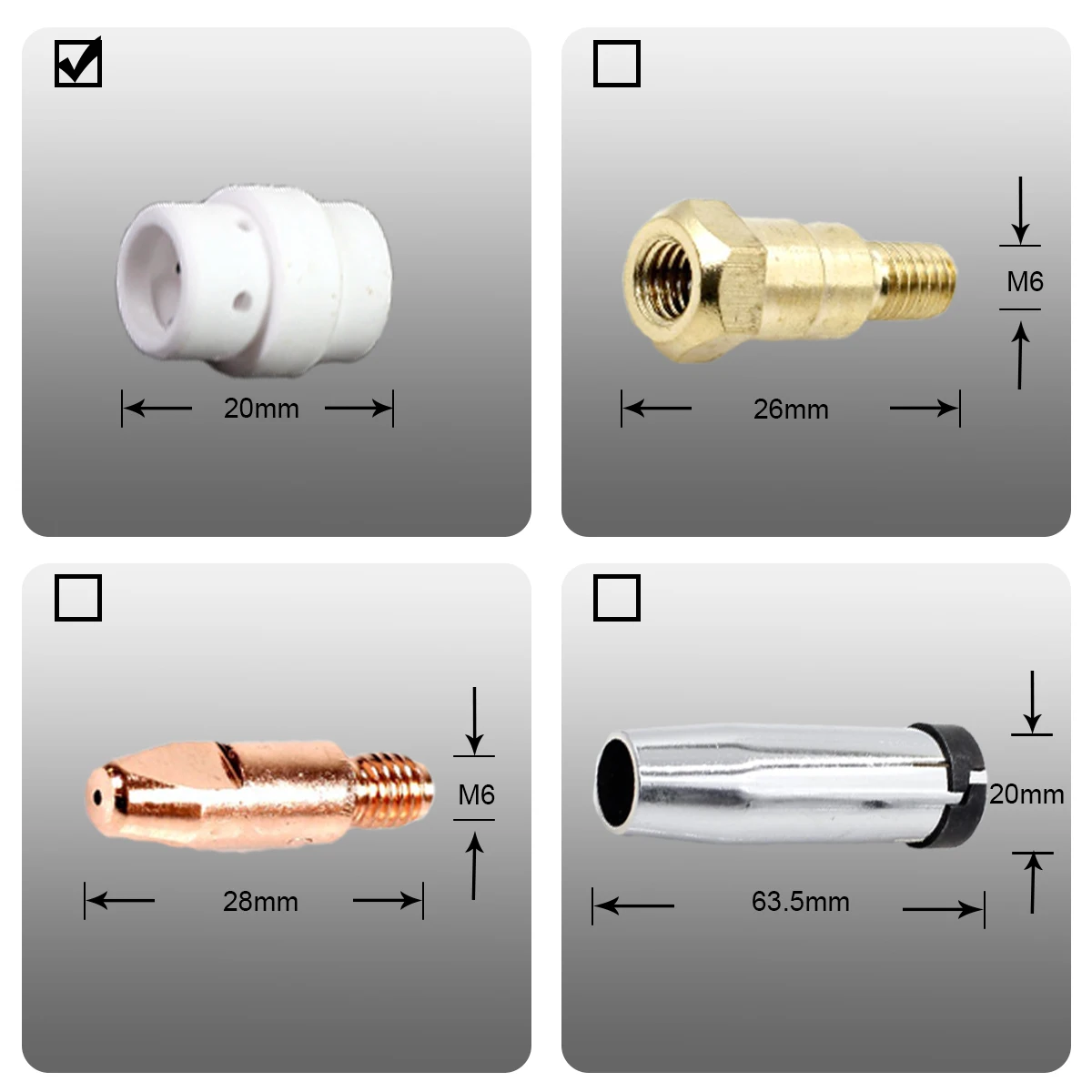 Difusor De Gás De Tocha De Soldagem Para Binzel, Estilo Abicor, MB 24 KD, MIG 250A, PKG/5