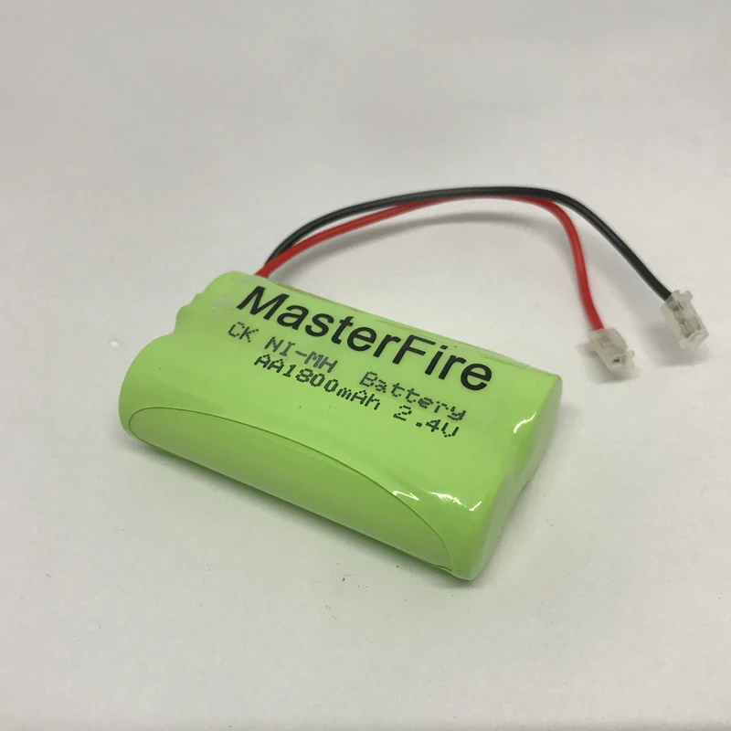 MasterFire Original 2.4V 2x AA 1800mAh Rechargeable Ni-MH Battery Pack With Plugs For Cordless Phones Lights NiMH Batteries Cell