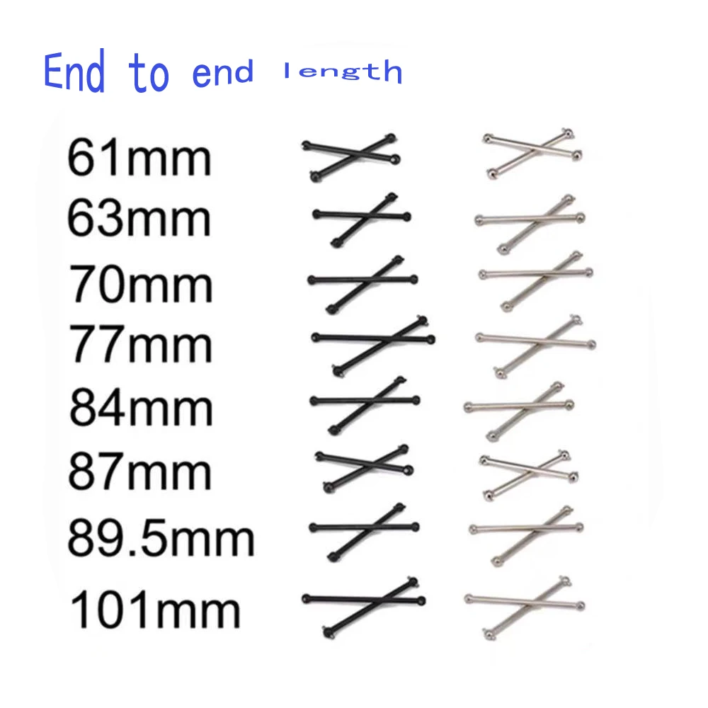 

2 шт. металлический приводной вал для радиоуправляемого автомобиля Dogbone 61 мм 63 мм 70 мм 77 мм 84 мм 87 мм 89,5 мм 101 мм 02003 мм для радиоуправляемой модели автомобиля DIY 538104 08029
