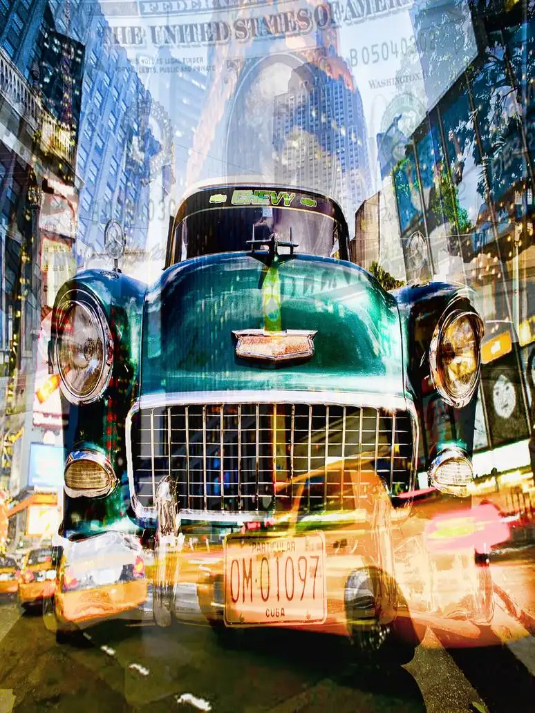 JMINE Div 5D New York City old Car Full Diamond Painting cross stitch kits art High Quality Scenic 3D paint by diamonds