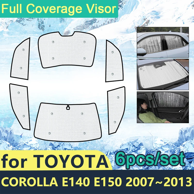 Full Cover Sunshades For Toyota Corolla E140 E150 2007~2013 Car Sun Protection Windshields Side Window Visor Shaby Accessories