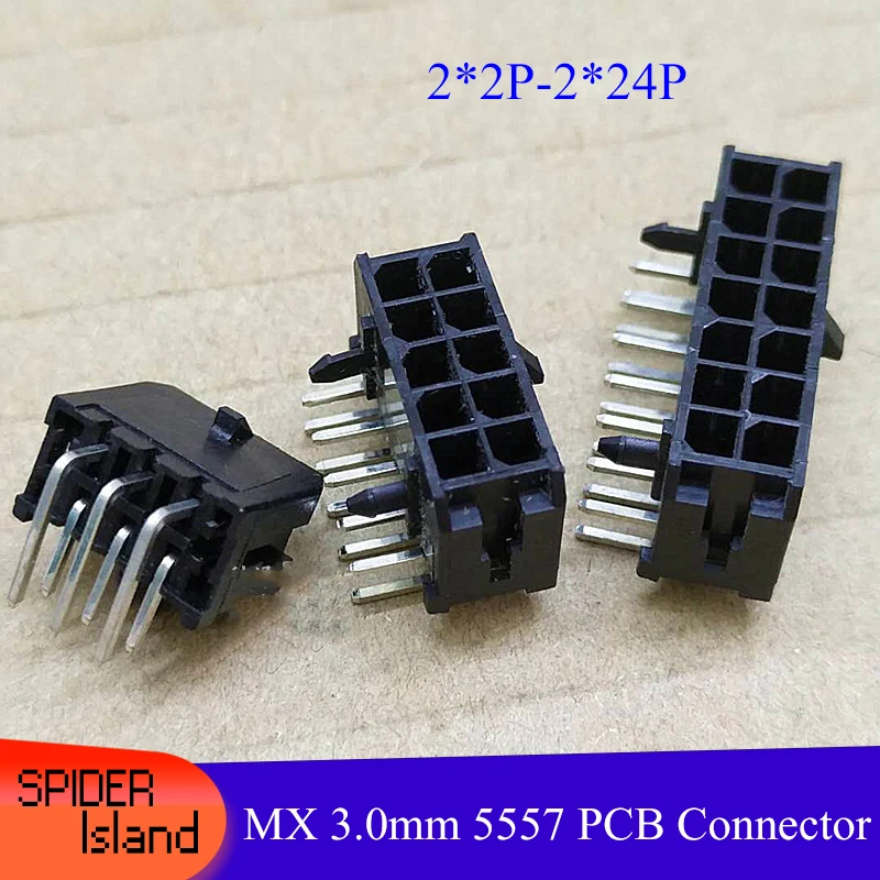 

90 Degree MX 3.0mm Pitch Connector 43045 Mini 5557 Double Row PCB Circuit Board Socket 2P - 24Pin