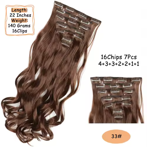 NICESY 16Clips Synthetic 24Inch Long Curly Hair Hairpiece Heat Resistant Hair Extension Clips In Ombre Black Brown Blond Women - Image 9