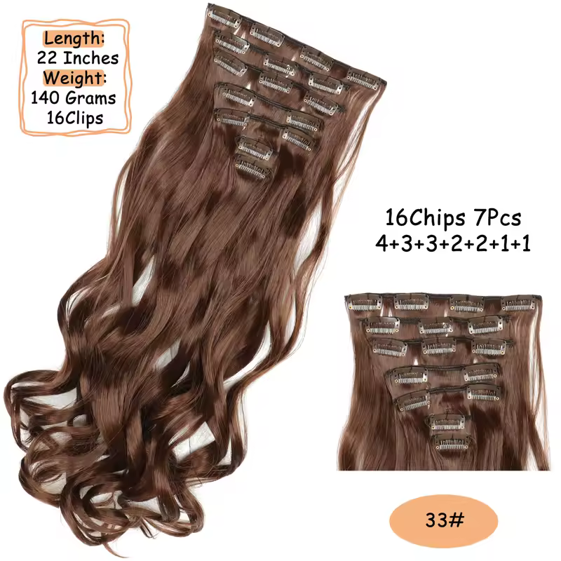 NICESY 16Clips Synthetic 24Inch Long Curly Hair Hairpiece Heat Resistant Hair Extension Clips In Ombre Black Brown Blond Women - Image 9