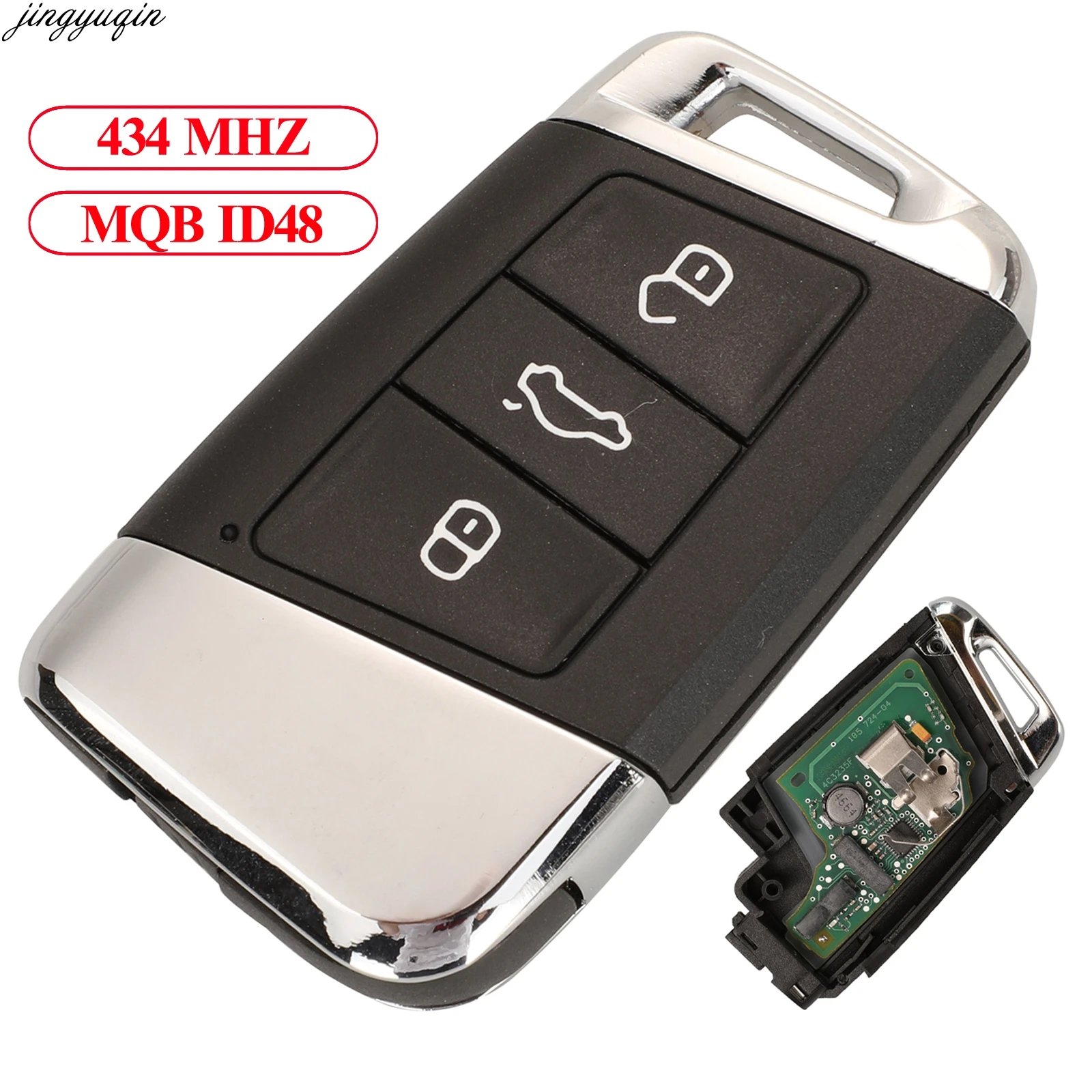 Jingyuqin 3 Button Remote Car Key Control 434MHZ ID48 Chip ASK For Volkswagen VW Magotan Passat B8 Skoda A7 MQB Smart Key Fob