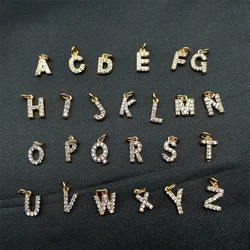 Peixin 4pcs/lot 8x8mm luxury Cubic Zirconia Crystal 26 Letter Charms Pendants for Women DIY Jewelry Making Supplies Wholesale