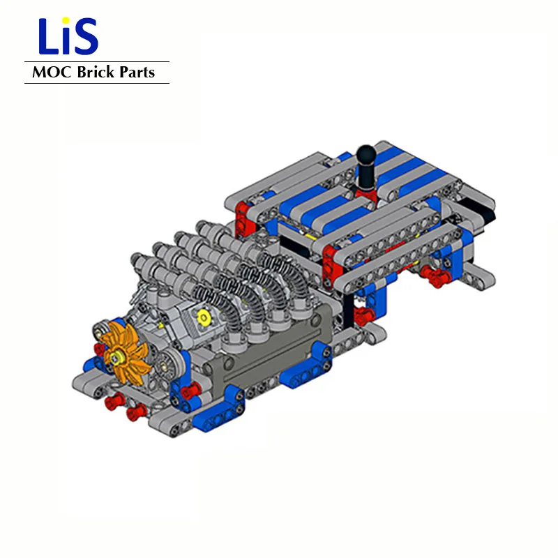 NEW 8 Cylinder Engine Gearbox Sequential Gearbox with V8 Cylinder Engine model MOC Builing Blocks Bricks DIY Models Kids Gifts