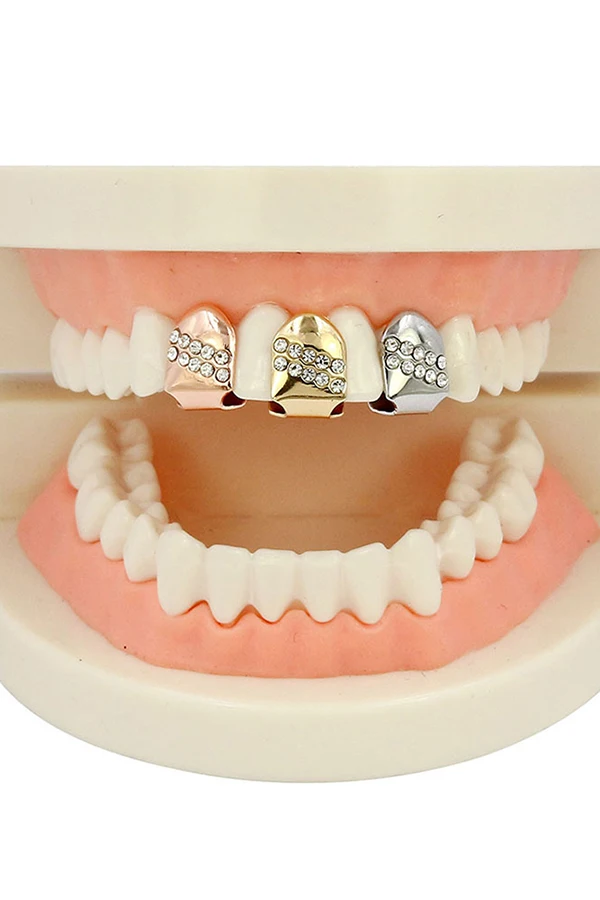 1 New  Real Gold Single Teeth Grillz Braces Punk Hip Hop Dental Mouth Fang Grills Vampire Tooth Cap Cosplay Party Rapper Jewelry