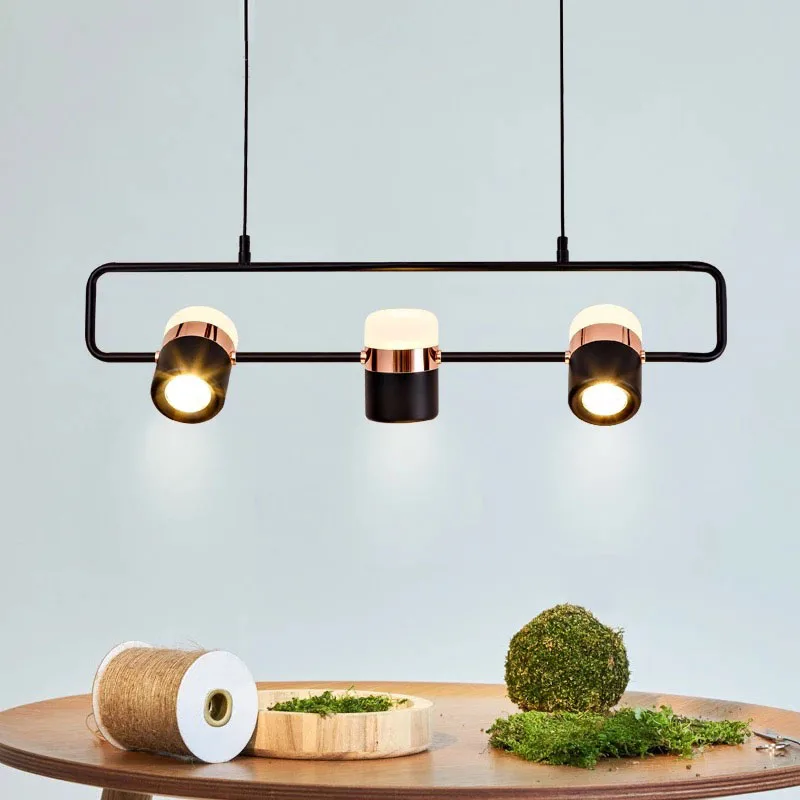 

Modern square led chandelier White/Black Simple Restaurant Cafe Bar designer Art luxury light Nordic island metal chandelier