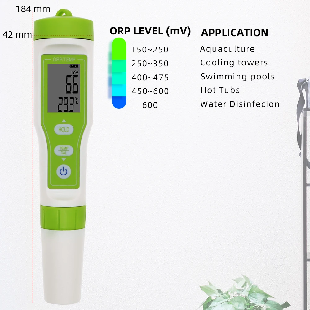 Waterproof ORP/Temp Meter Redox Water Quality Monitor LCD Digital Detector Pen Analyzer Tester for Drink Water Aquarium