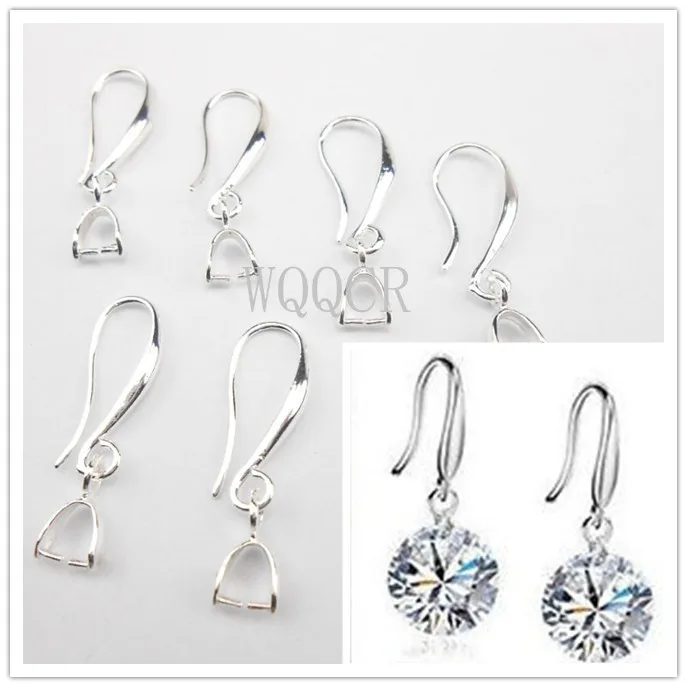 Free 10PCS more choice wholesale silver earrings jewelry accessories DIY crafts cufflinks earrings hook crystal cubic zirconi