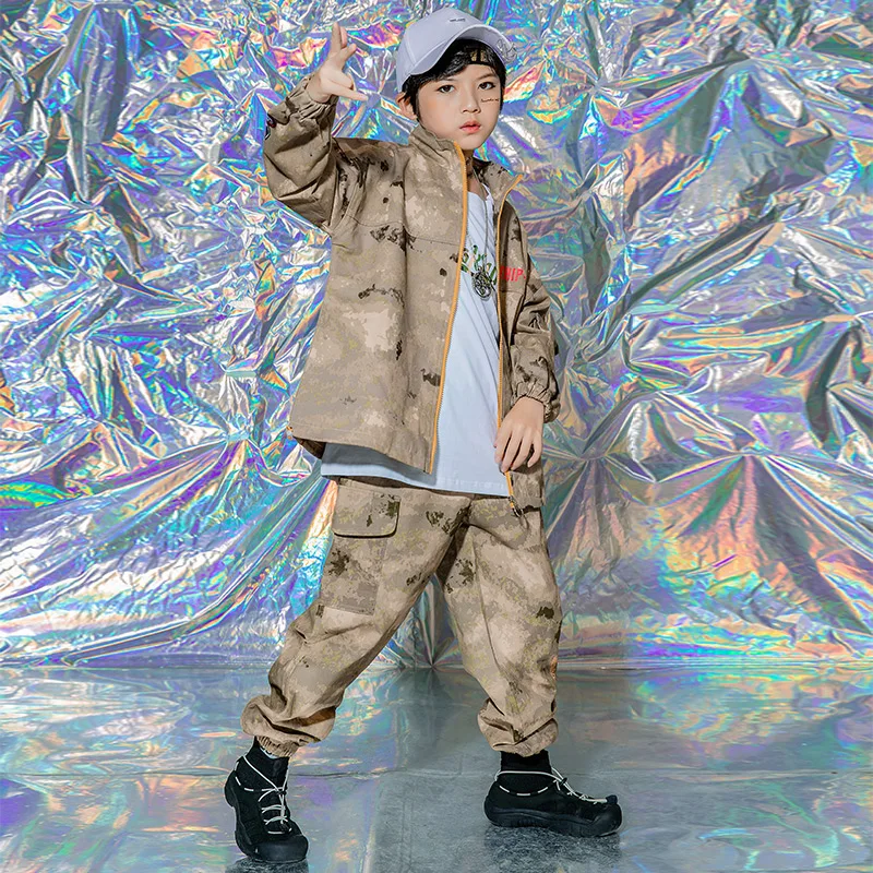 Hip Hop abbigliamento per bambini ragazze Jazz Dance Costume maniche lunghe Camouflage Hip Hop Outfit ragazzi Street Dancing Show Stage Wear BL6857