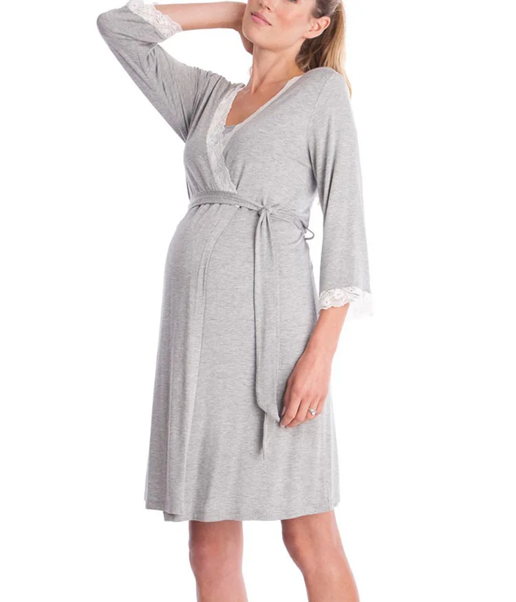 Pregnancy Pajamas Sleepwear Nursing Pregnant Pajamas Mother Breastfeeding Nightgown Elegant Maternity Nursing Dress