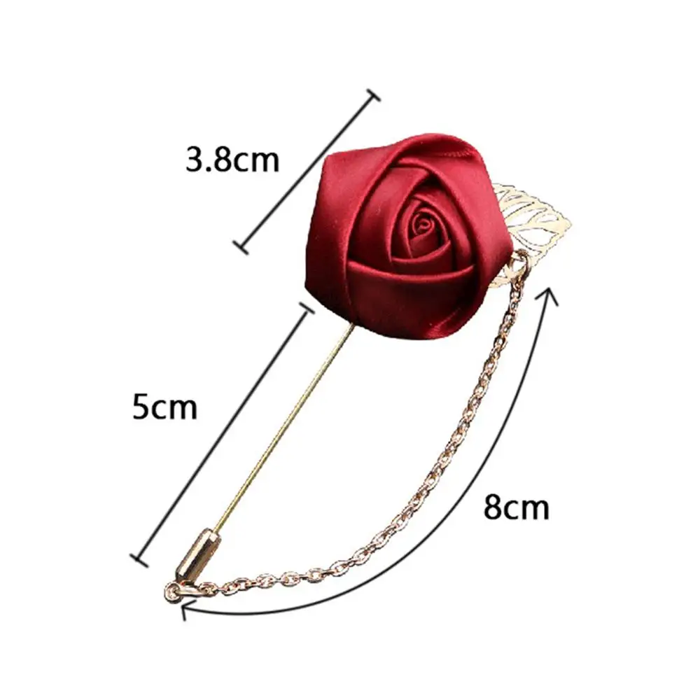 Men \'s suit Flower Brooch Pins Fabric Ribbon Tie Pin 19Colors Solid Flower Brooches for Women Lapel Pin Men Suit Accessories