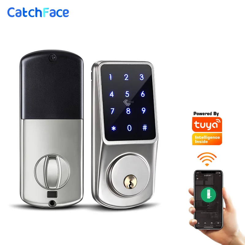 Tuya APP Electronic Door Lock WIFI Keyless Entry Door Lock With Digital App IC Card Mechanical Key  Home Mortise Lock