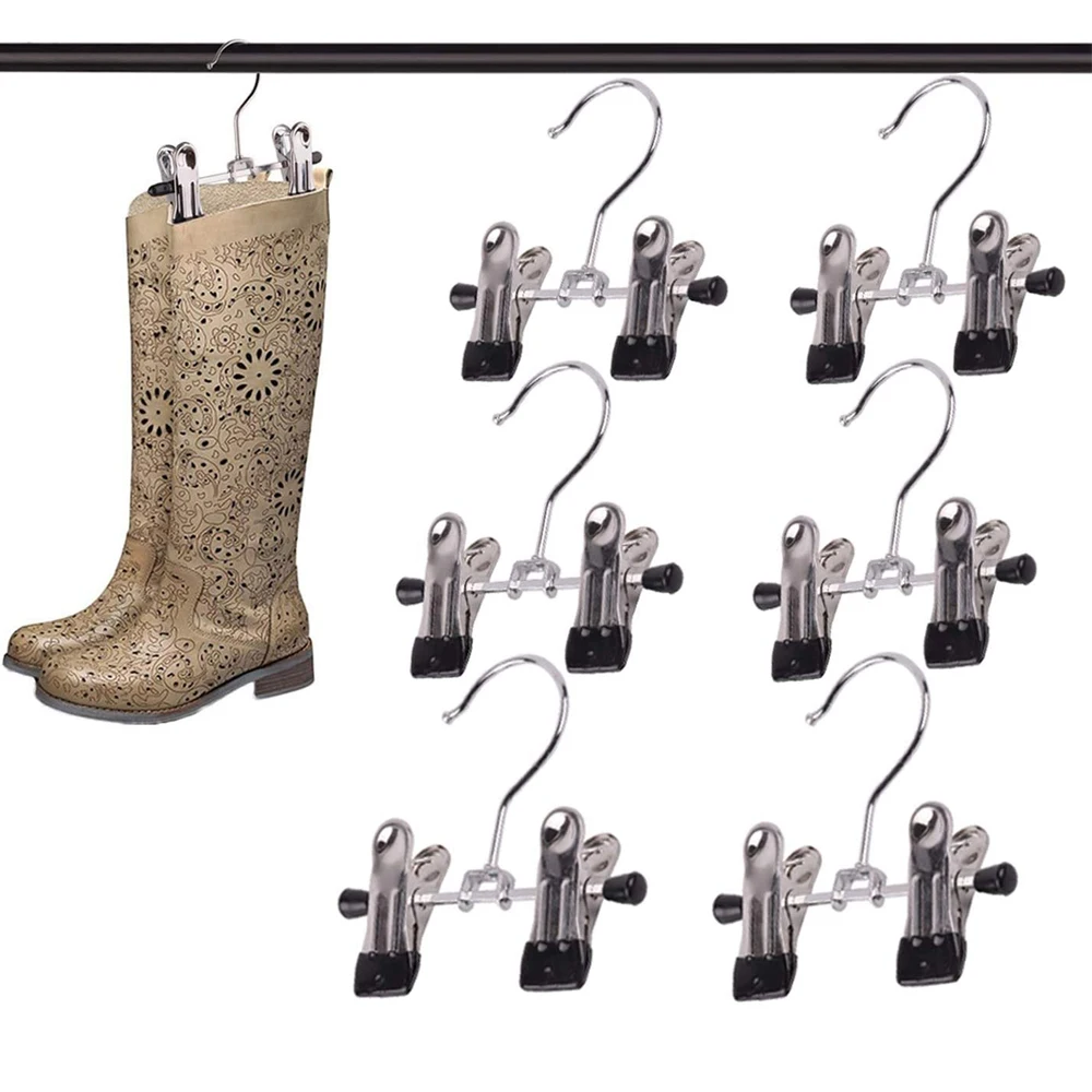 

6Pcs Adjustable Clips Boots Hangers Ultra Thin Space Double Boot Holders for Tall Boots Hanging Clips Boot Holder Boot Organizer