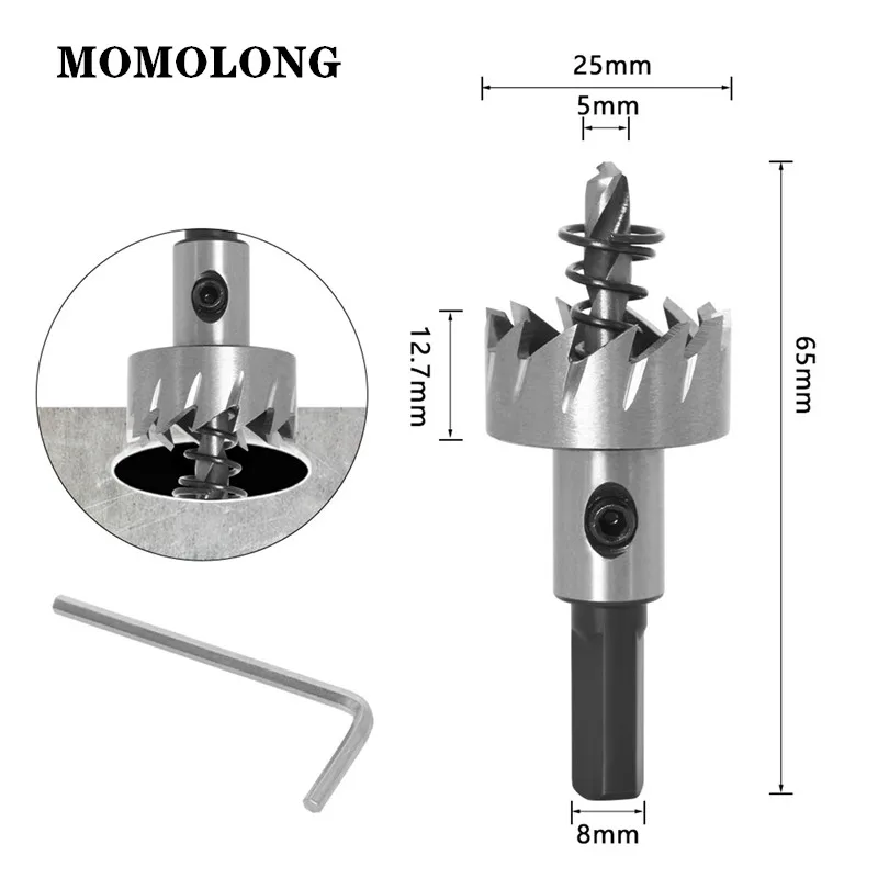 Punte elicoidali HSS foro in acciaio ad alta velocità sega in metallo duro con punta per perforazione di fori in metallo in lega di alluminio in acciaio inossidabile 15-40mm