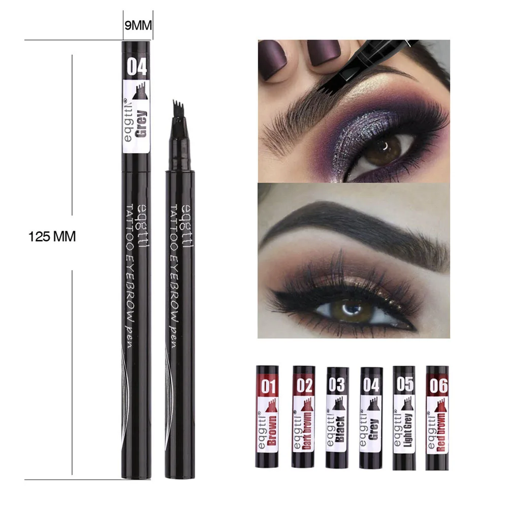 Eyebloggage-Crayon liquide à 4 griffes pour femmes, stylo de maquillage pour sourcils bruns imperméables, colorant de tatouage, doublure de teinte,