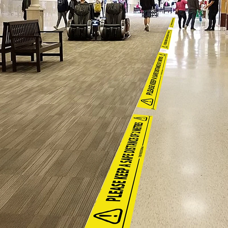 Safety Tape 2m Metre Apart Social Safe Distancing Floor Tape 33m x 48mm Alarm Warning Caution Signs Sticker Safety Supplies