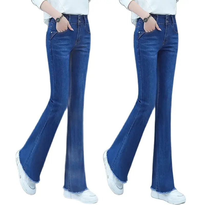 

Cowgirl High Waist Micro Trousers 2021 Spring Autumn New Straight Women's Jeans Casual Trousers Fall-Feeling Ladies Flared Pants