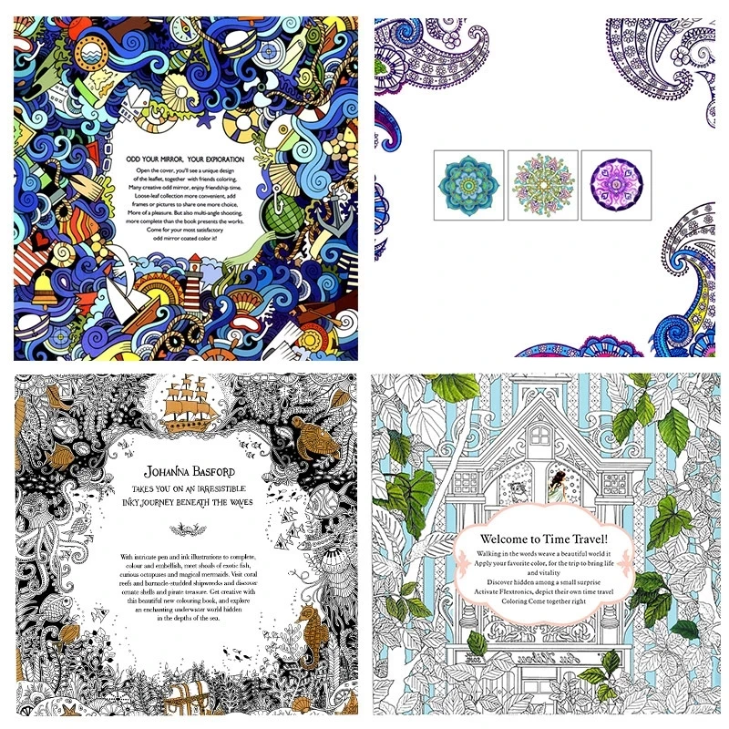 

4pc 24 Page coloring book Enchanted Forest mandalas Animal kids Adult Coloring Books For adults Livre drawing/Art/colouring Book