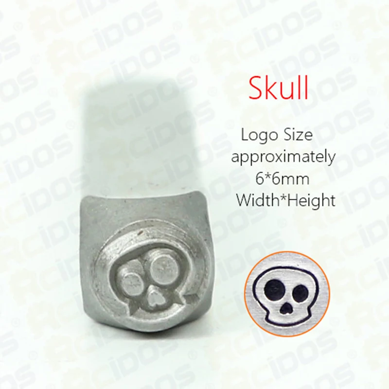 Timbro design ossa osso/teschio, braccialetto fai-da-te/simboli gioielli timbro in acciaio, 6MM