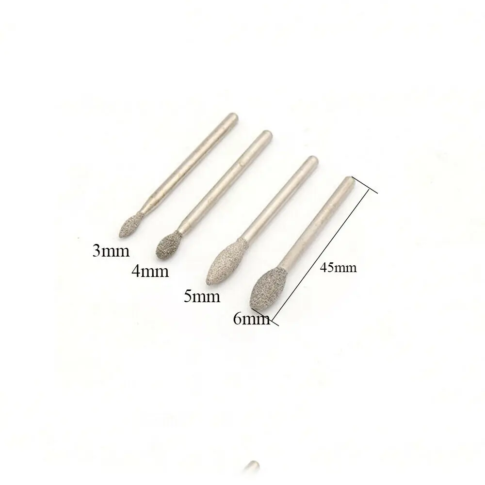 3/4/5/6mm brasagem diamante rebarbas moagem bits 1/8 shank shank haste para dremel gravura