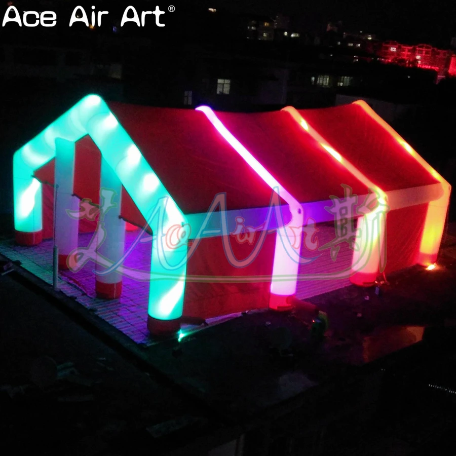 Mooi opblaasbaar rood huis, opblaasbare trouwtent met verlichting voor buitenactiviteiten/feest/tentoonstelling gemaakt door Ace Air Art