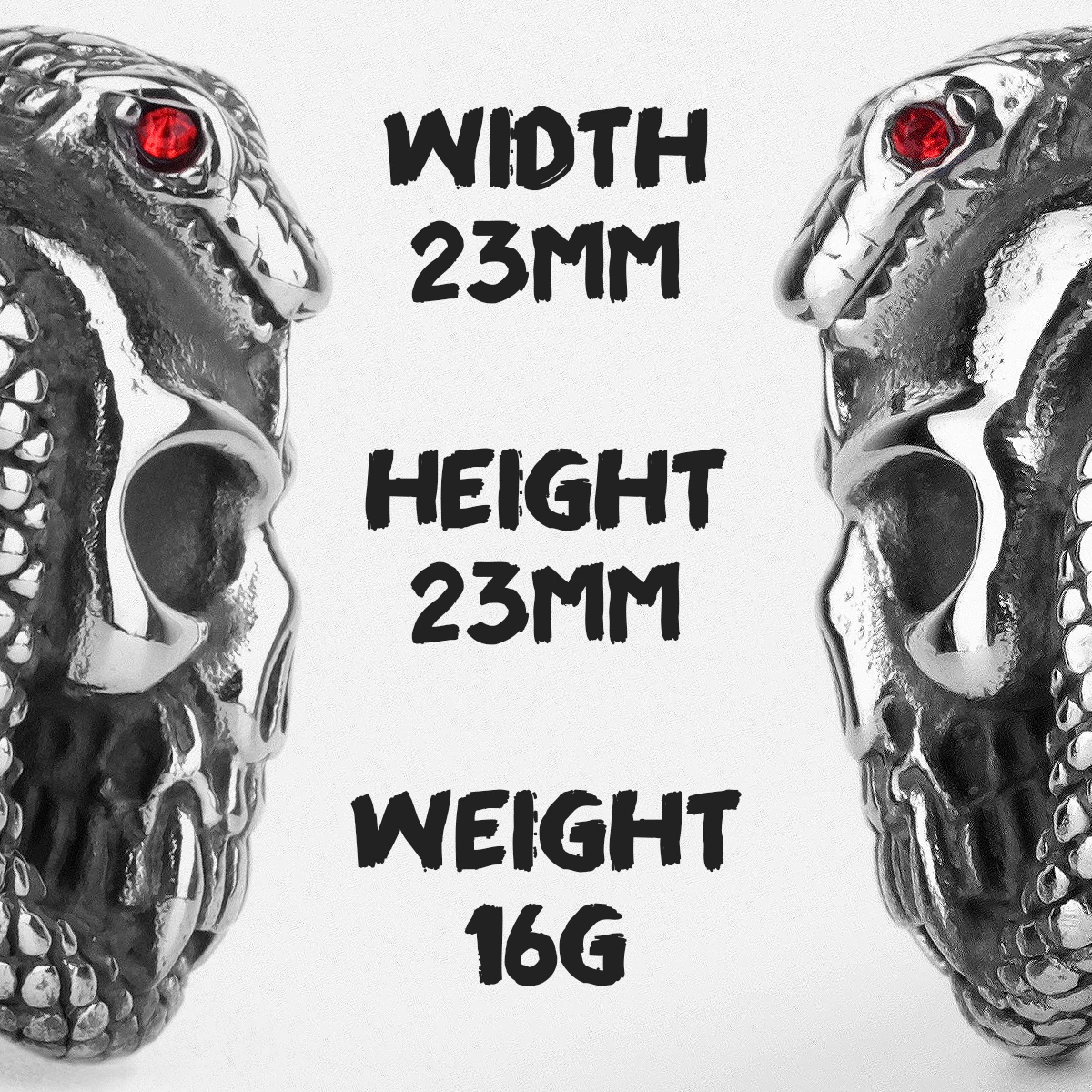 Stainless Steel Men Rings Snake Medusa Red Eyes Skull Punk Rock Gothic for Biker Male Boy Jewelry Creativity Gift Wholesale