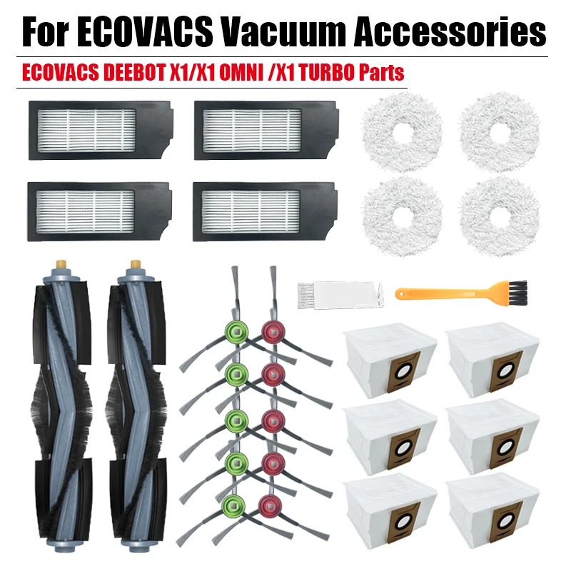 掃除機用防塵バッグecovacs deebot,x1,omni,部品,メインブラシ,HEPAフィルター,クリーニングクロス,アクセサリー