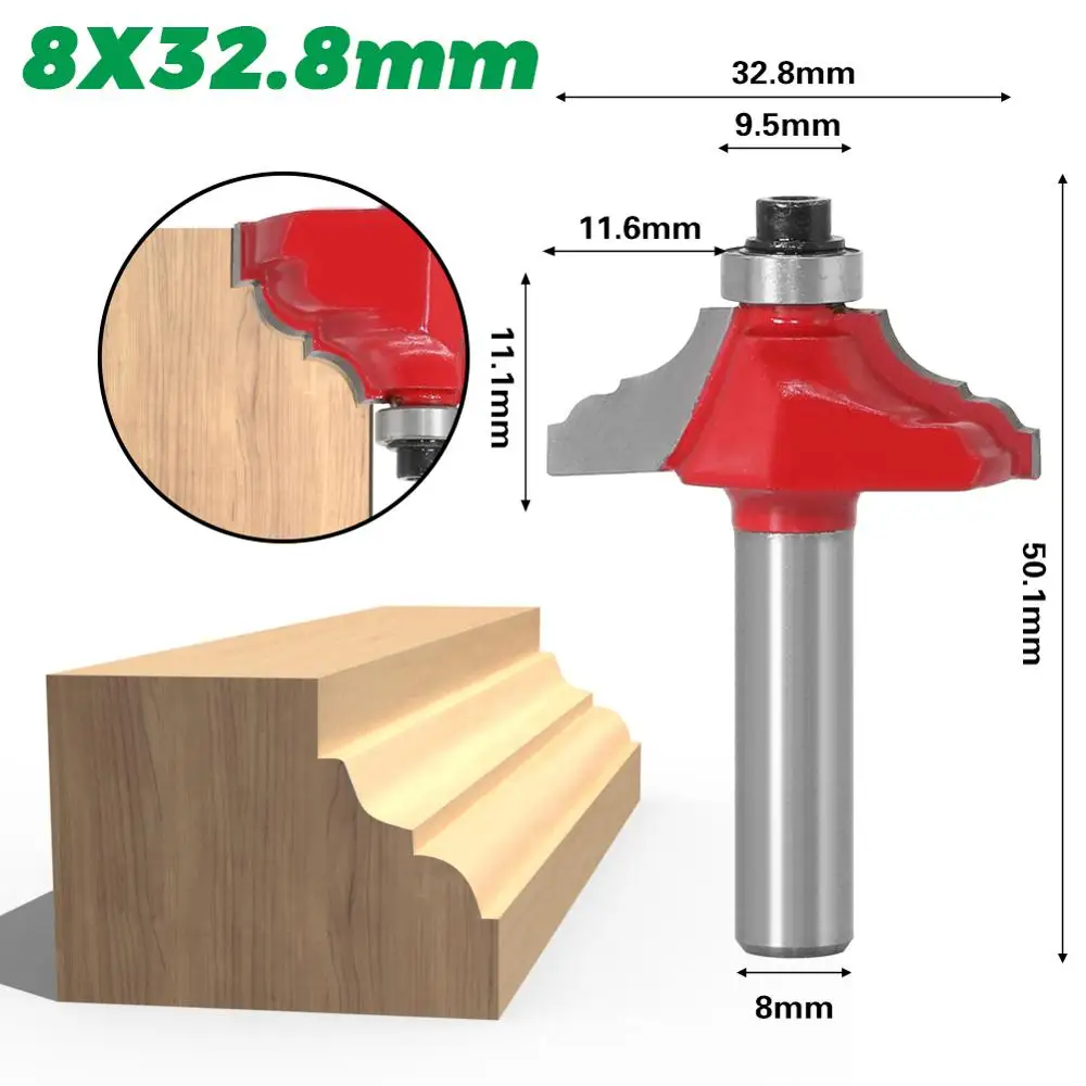 1/2" Ogee Fillet Edge Forming Router Bit - 8" Shank