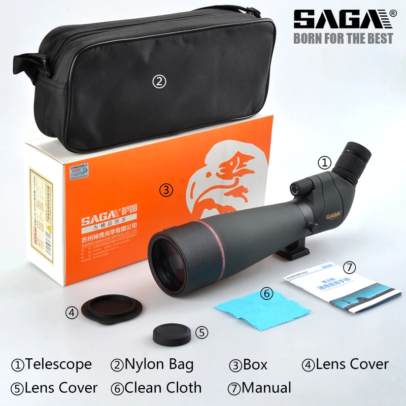 SAGA Monocular Spotting Scope Hunting Birdwatching Telescope Telescopio Mobile Phone Para Celular Camping Equip IPX7  BAK4