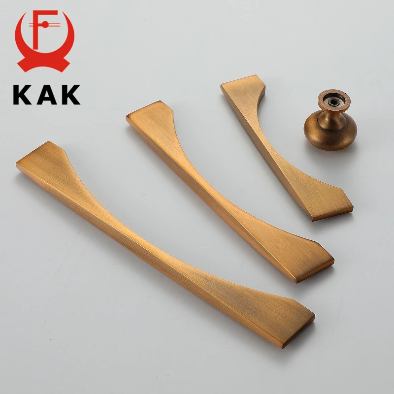 KAK-manija de bronce amarillo Vintage para muebles, tirador de armario de cocina, perillas de cajón de bronce de estilo europeo, tiradores de puerta, herrajes para gabinetes