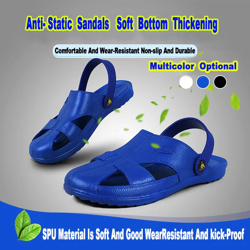 Anti-static Slippers Safety Shoes Man and Women for Work Non-slip Breathable Massage SPU   Soft  Soles Summer Fashion  Sandals