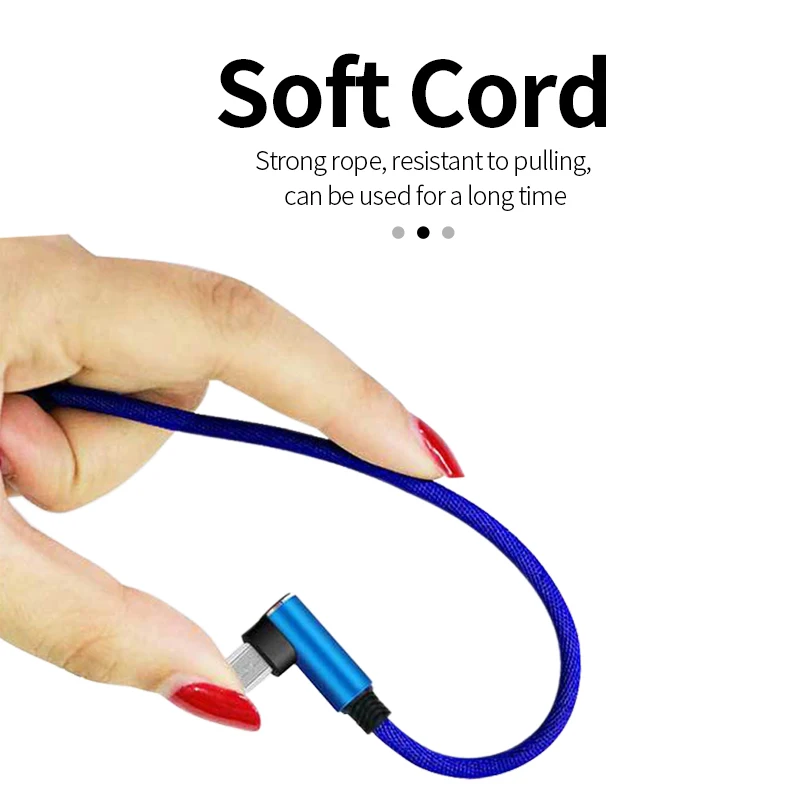 Micro-usb Type-c Data Cable 2.4A Fast Charging Mobile Phone 90 Degree Elbow Cord Speed Data Transfer Fast Charge 1m 1.5m 2m 3m