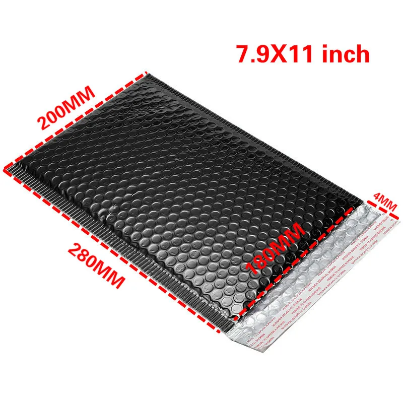 

50pcs/lot 20x28+4cm Black Poly Bubble Mailer Padded Envelope self seal mailing bag bubble envelope Shipping envelope Postal bag