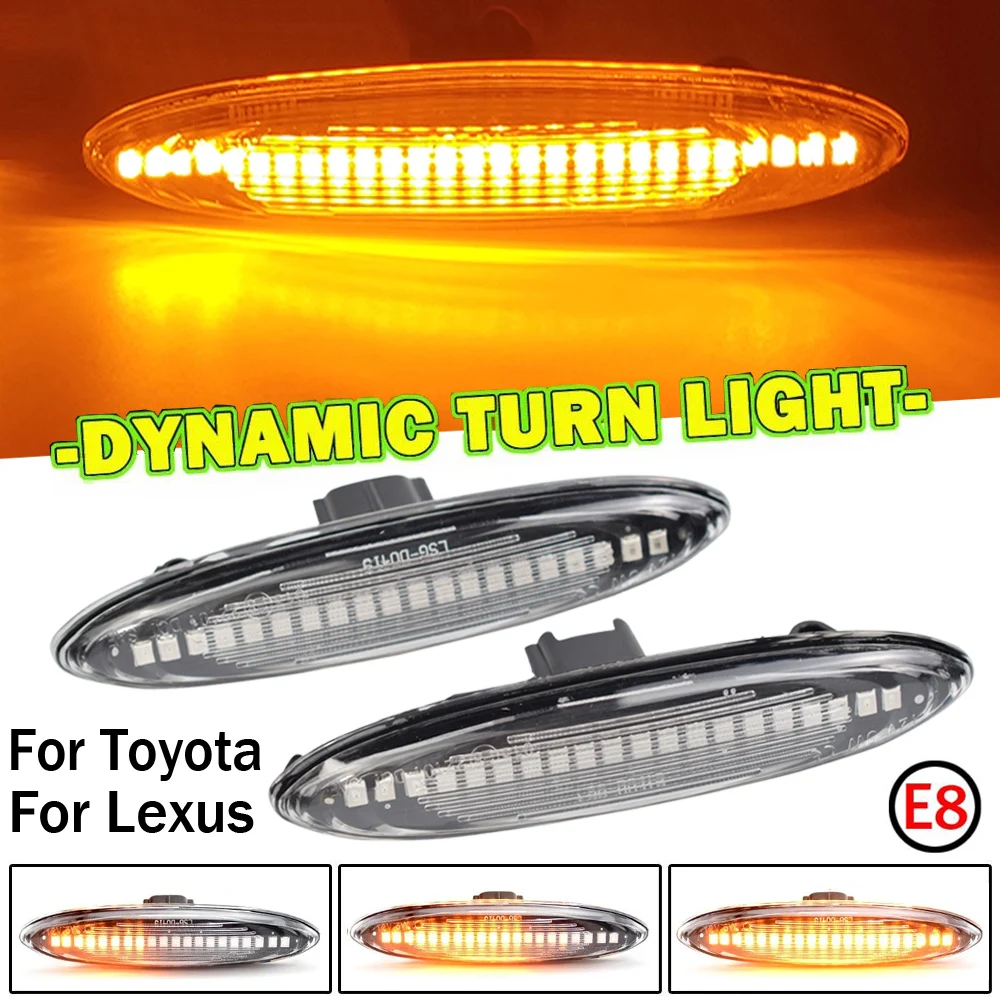 2pcs LED Flowing Turn Signal Side Marker Light For Lexus IS250 IS350 SC430 E350 Toyota Mark X Crown UZZ40 Highlander Camry ACV40