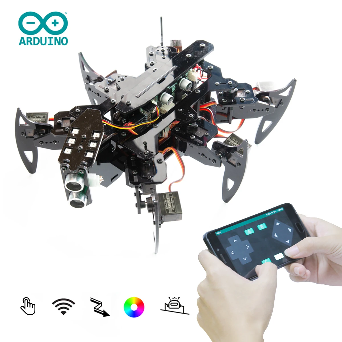 Adeept Hexapod Spider Robot Kit for Arduino with Android APP and Python GUI