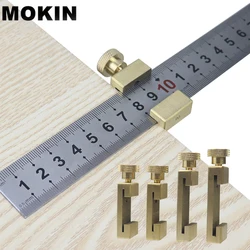 Adjustable Steel Ruler Positioning Block Angle Marking Gauge Brass Line Scriber Ruler Fixed Position Carpentry Measuring Tool